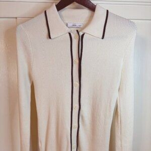 Mango Women's Sweater Long Sleeve Button Down with Collar